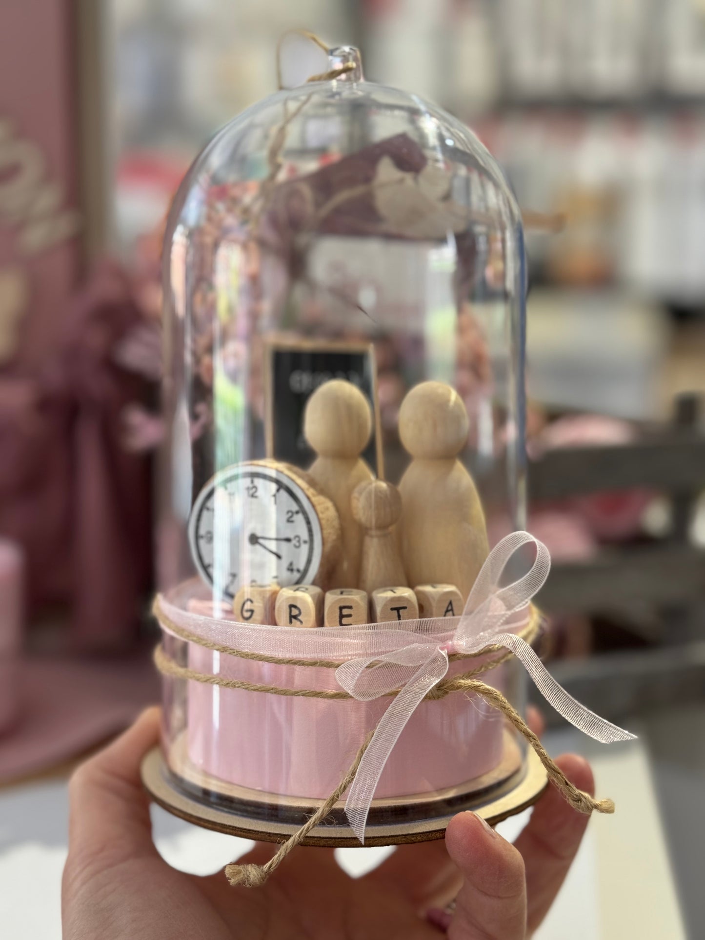 Baby Bastelset Erinnerungs-Glasglocke – personalisierbares DIY Geschenk zur Geburt mit Familie & Daten