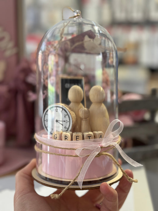 Baby Bastelset Erinnerungs-Glasglocke – personalisierbares DIY Geschenk zur Geburt mit Familie & Daten