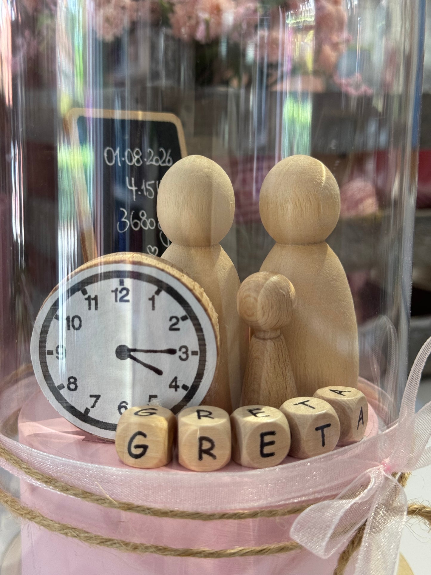 Baby Bastelset Erinnerungs-Glasglocke – personalisierbares DIY Geschenk zur Geburt mit Familie & Daten