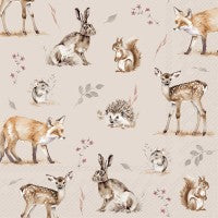 Papierservietten „Forest Tales“ – Waldtiere Leinen | 33 × 33 cm