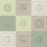 Papierservietten „Christmas Stamp“ – Weihnachten grün-creme | 33 × 33 cm