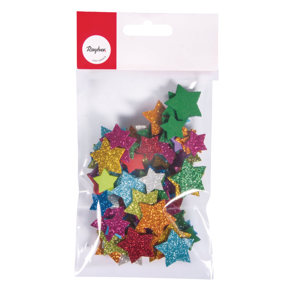 Moosgummi Sterne Glitter, 2+3cm ø