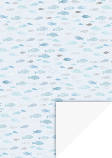 Designpapier mit Fischmotiv für Konfirmationseinladungen verschiedene Farben