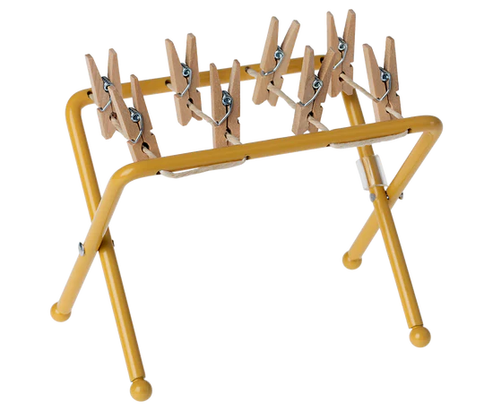 Maileg Miniatur-Wäscheständer mit kleinen Holz-Wäscheklammern für Mäuse