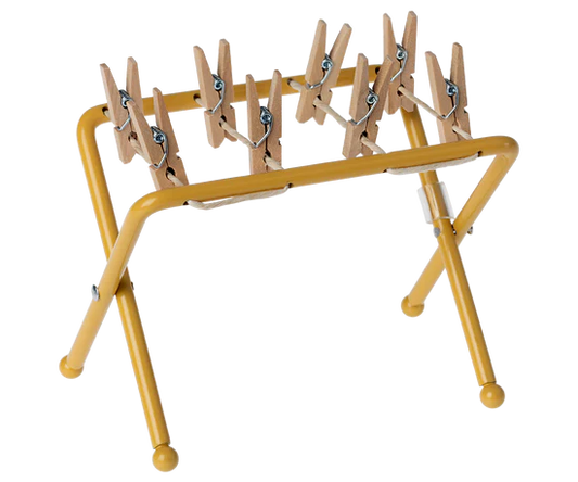Maileg Miniatur-Wäscheständer mit kleinen Holz-Wäscheklammern für Mäuse