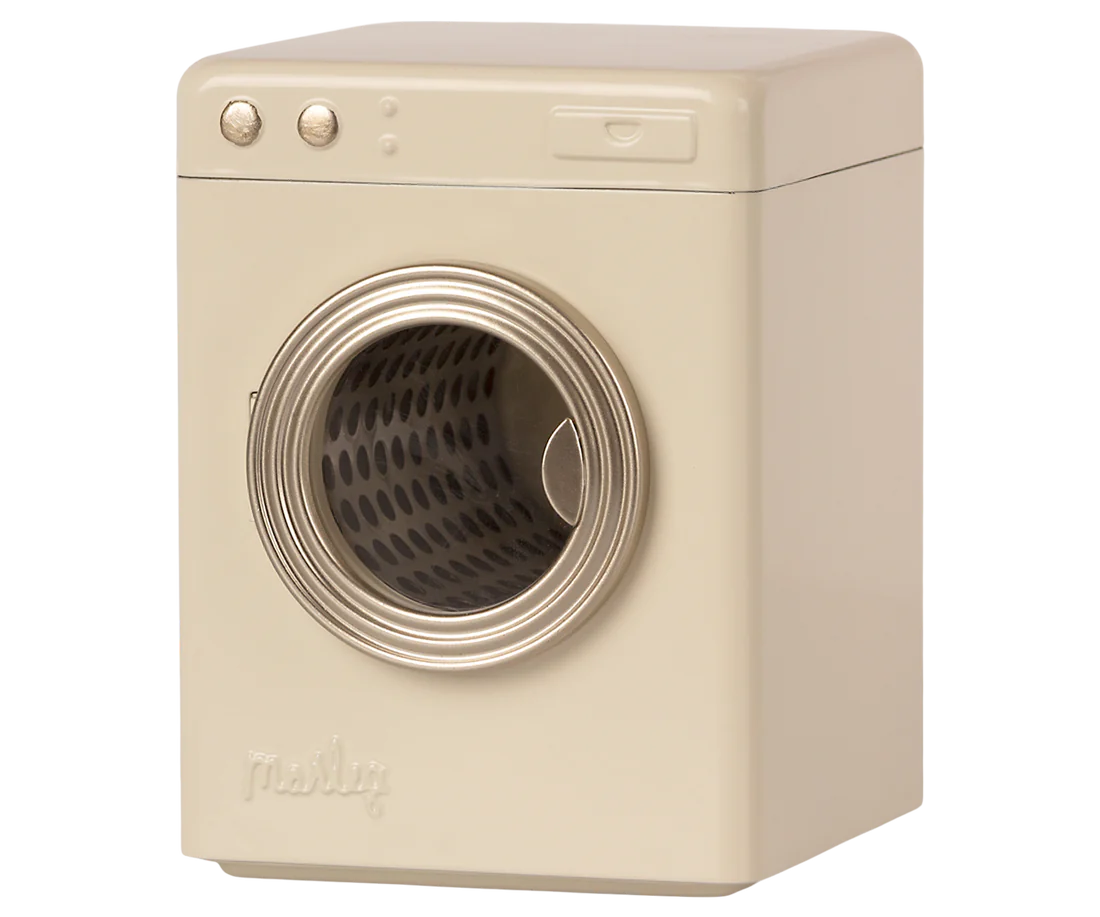 Mini Waschmaschine in Creme aus Metall als Zubehör für Meiler Maus und Puppenhaus